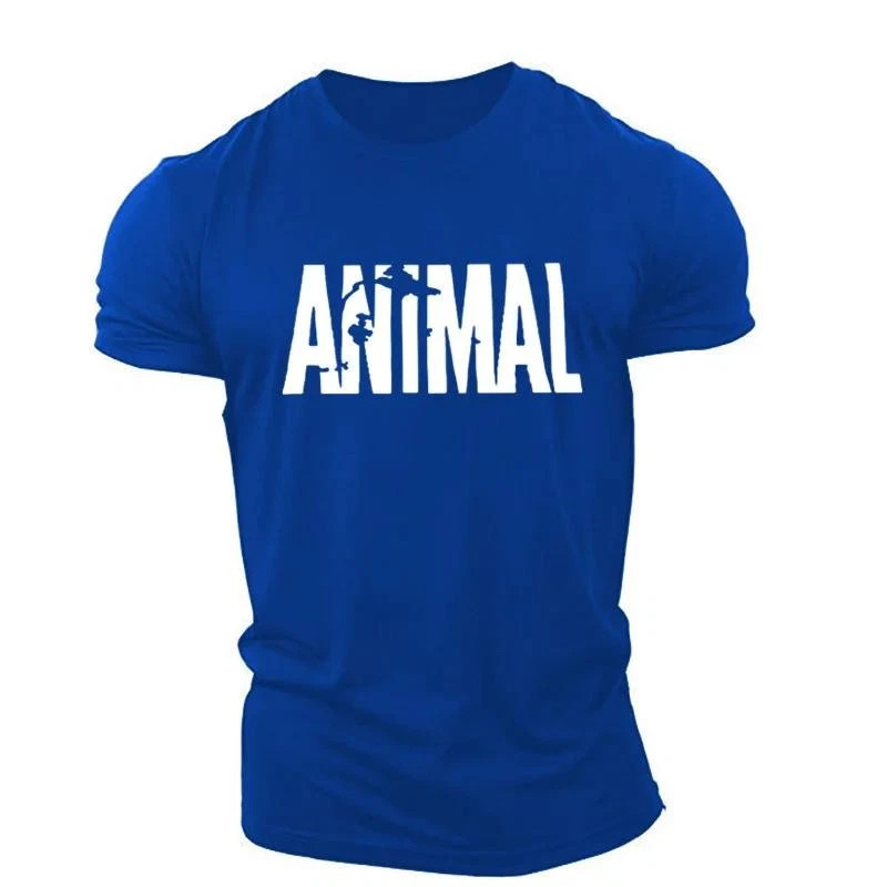 Men Muscle Gym T-Shirts Short Sleeve Workout Athletic Bodybuilding Animal Tee