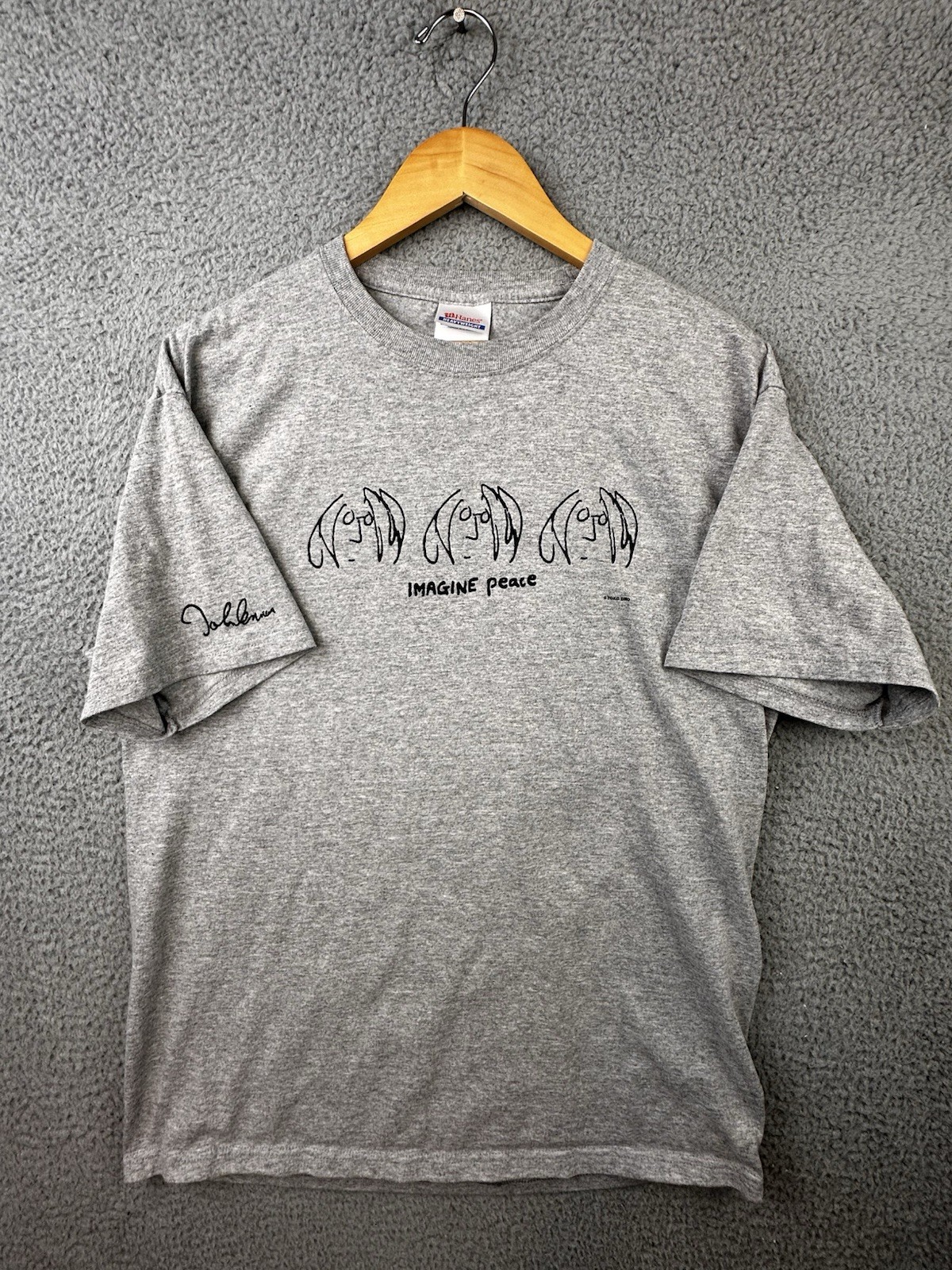 VTG 90s John Lennon The Beatles Caricature Yoko Ono Imagine Peace T Shirt Large
