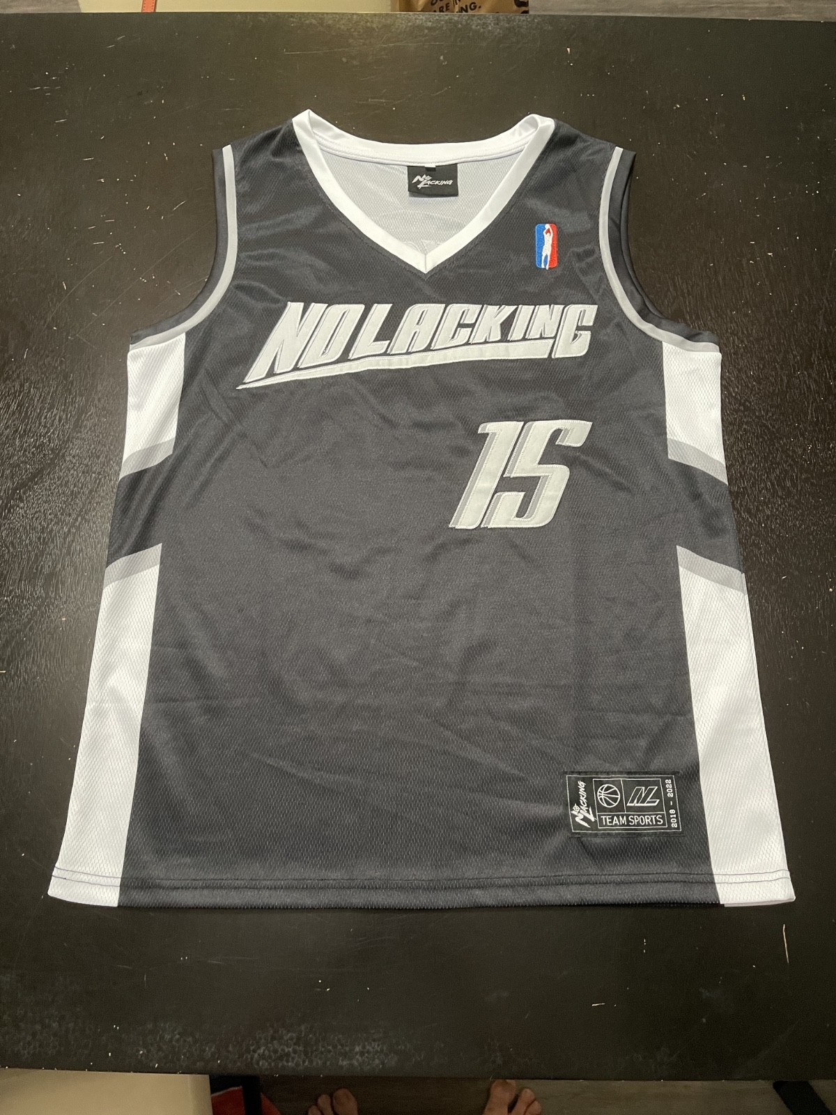 No Lacking Brand Jersey #15, Black, Size: Medium