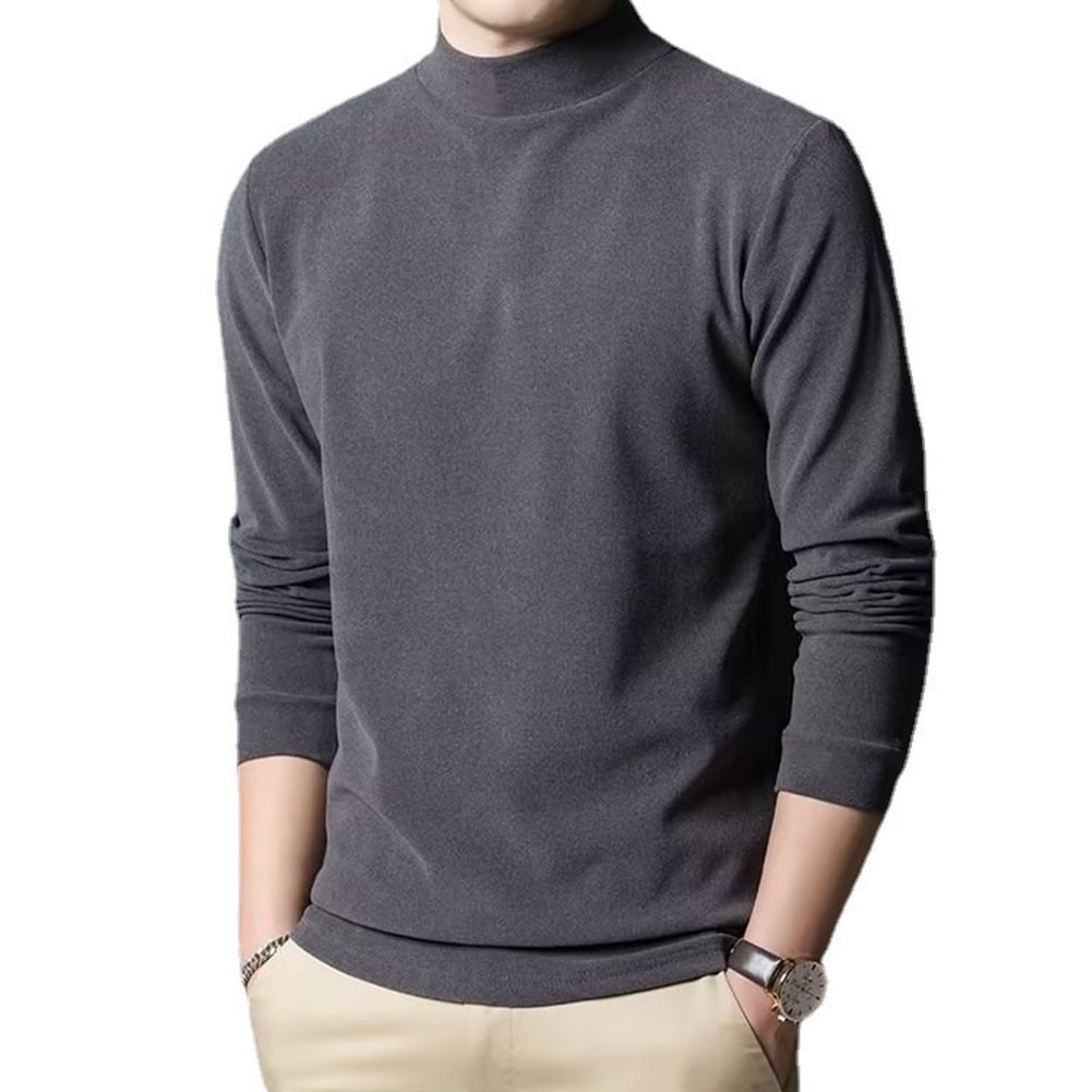 Casual Mock Neck Sweater For Men Half Turtleneck Knit Pullover For Daily Wear