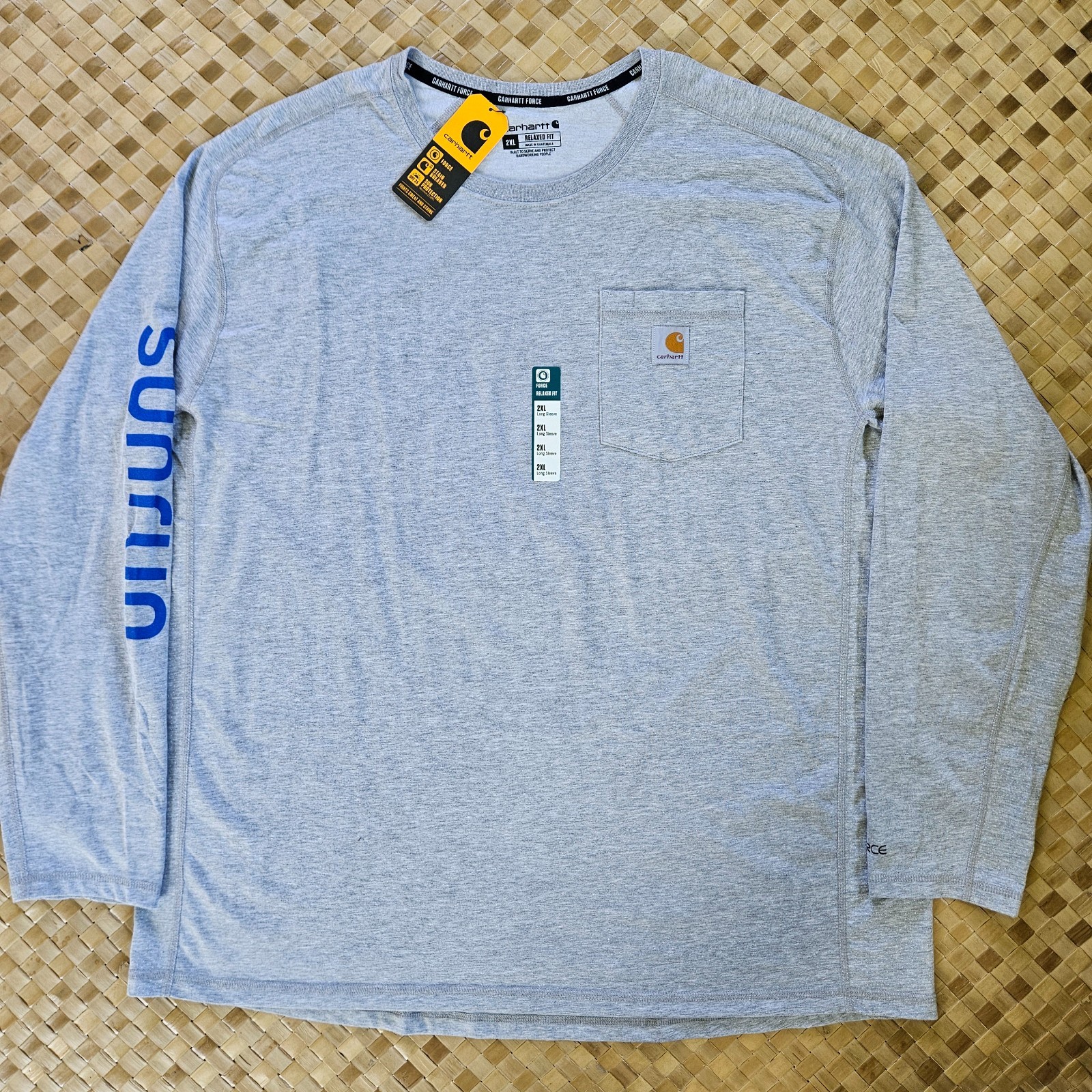 Carhartt Shirt Mens XXL Gray Force Long Sleeve Pocket UPF Vented Tee Workwear