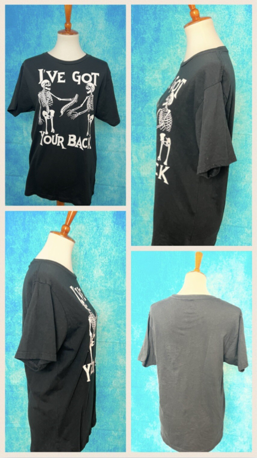 Halloween Skeleton T-Shirt I’ve Got Your Back Black Unisex Size M