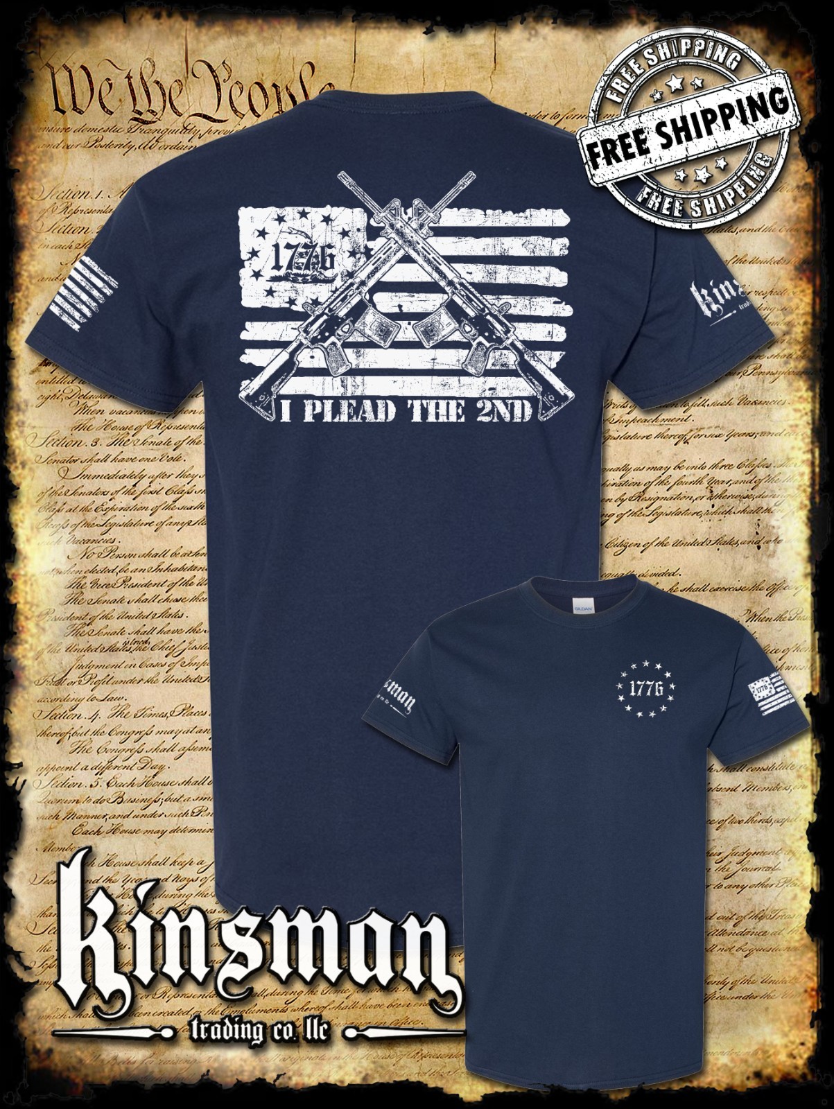 I Plead The 2nd Amendment Pro-Gun T-Shirt / Firearm Rights American Flag 1776 2A