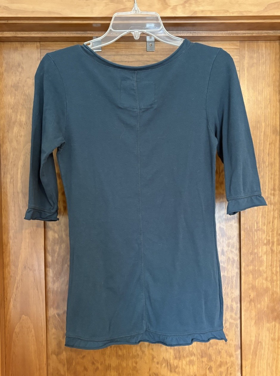 Alabama Chanin Scoop neck, 3/4 sleeve Shirt, Women’s Medium