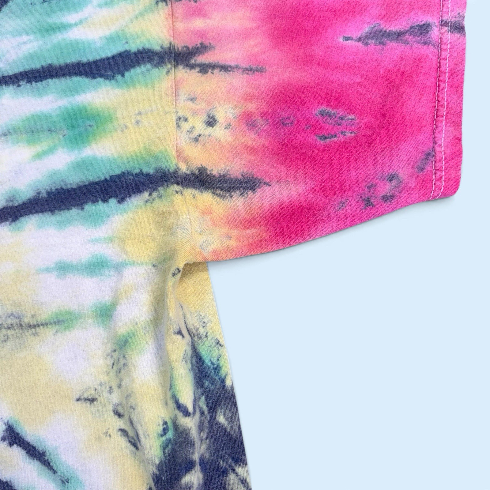 DOM Peace Sign Embroidered Tie Dye T-Shirt Men XL Multi Color Spiral Graphic Tee