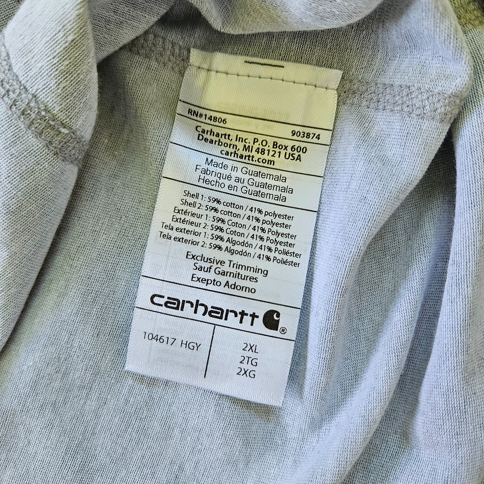 Carhartt Shirt Mens XXL Gray Force Long Sleeve Pocket UPF Vented Tee Workwear