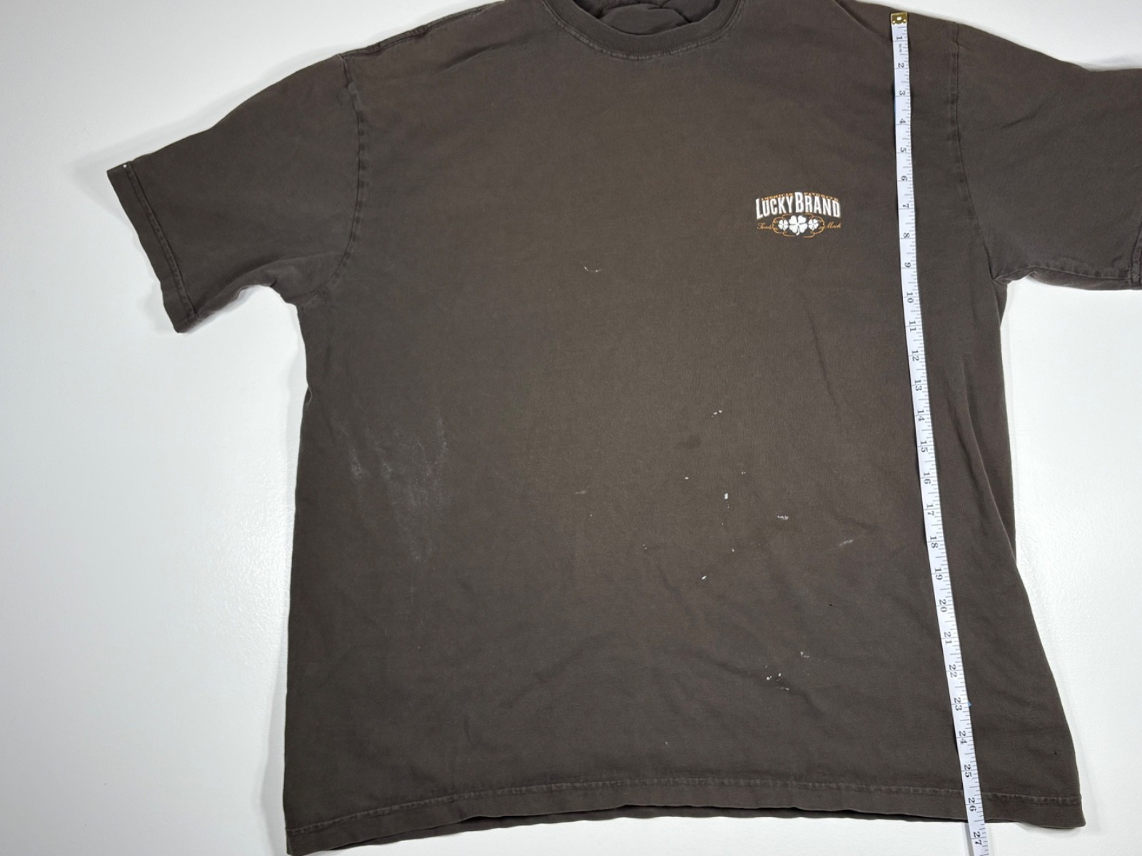 Lucky Brand T Shirt Men No Tag Brown Graphic Print Americana Distressed Workwear