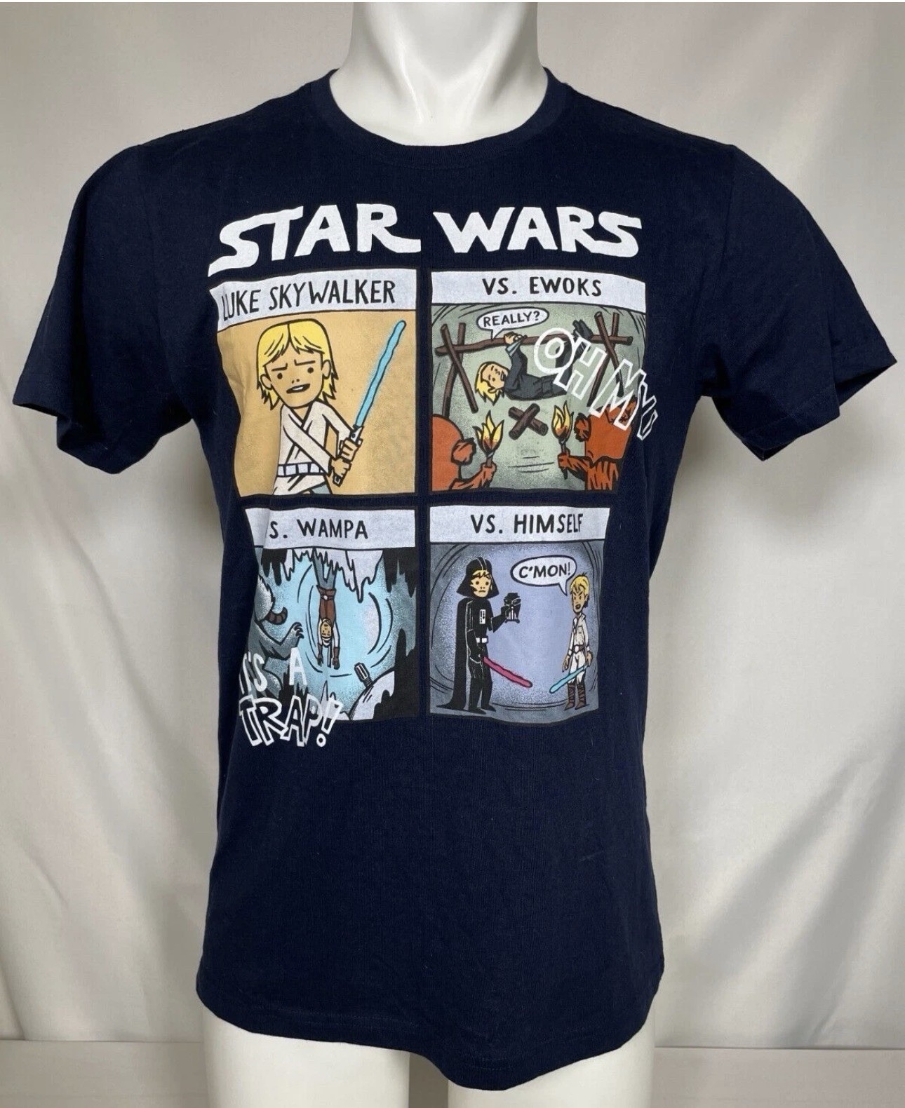 Star Wars Luke Skywalker vs Ewoks vs Wampa vs Himself T-Shirt Men’s XLarge NWT