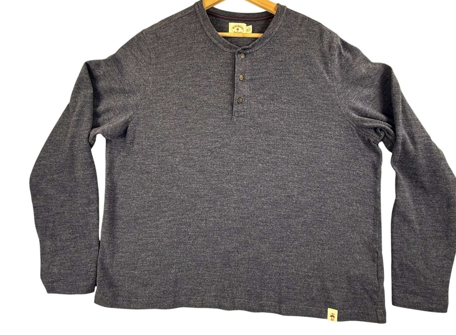 Brooks Brothers Red Fleece Shirt Mens 2XL Blue Henley Long Sleeve Knit Heather