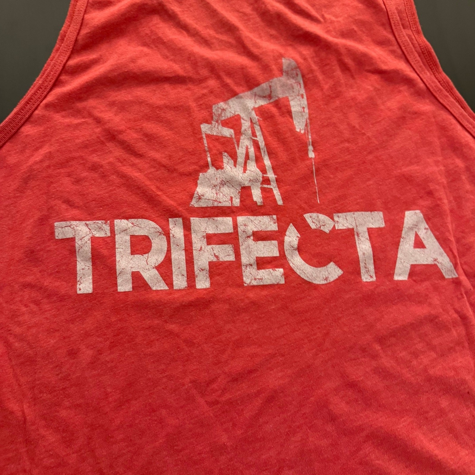 Bella + Canvas Triblend Trifecta Oil Derrick Graphic Tank Top Heather Red Large