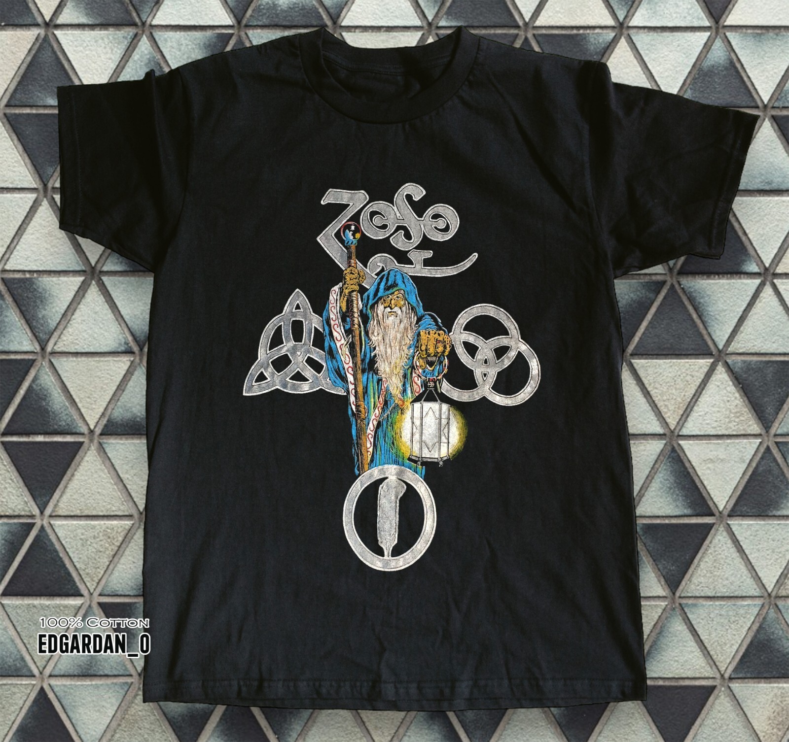 Led Zeppelin Zoso The Hermit Wizard Black Unisex T-shirt Size S-5XL