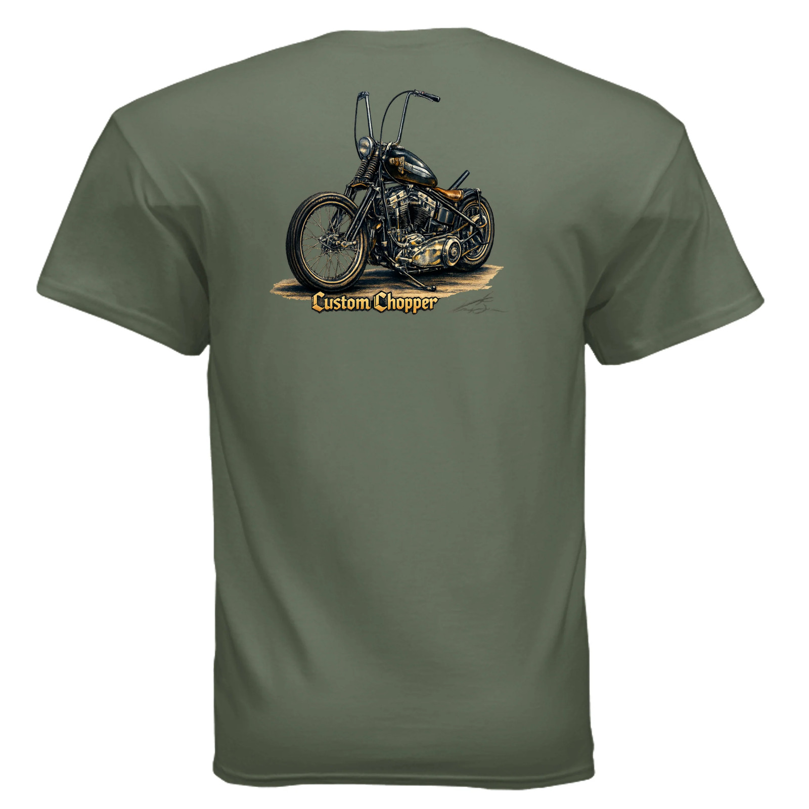 Custom Chopper 3 Vintage Motorcycle Art T-Shirt An Old Man’s Art