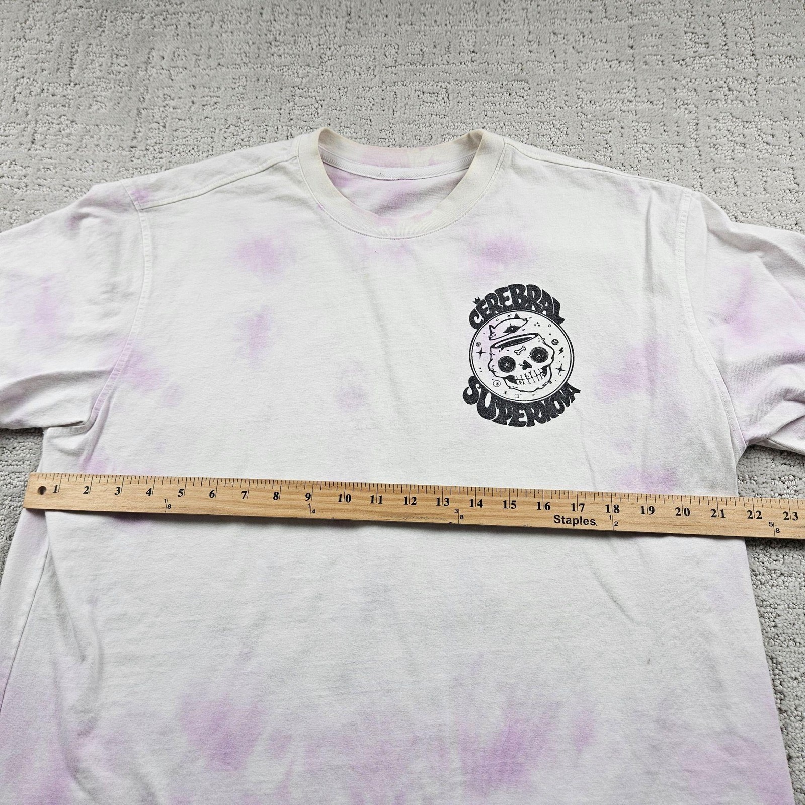 Shirt Mens XL White Purple Tie Dye Cerebral Supernova Skull Back Print