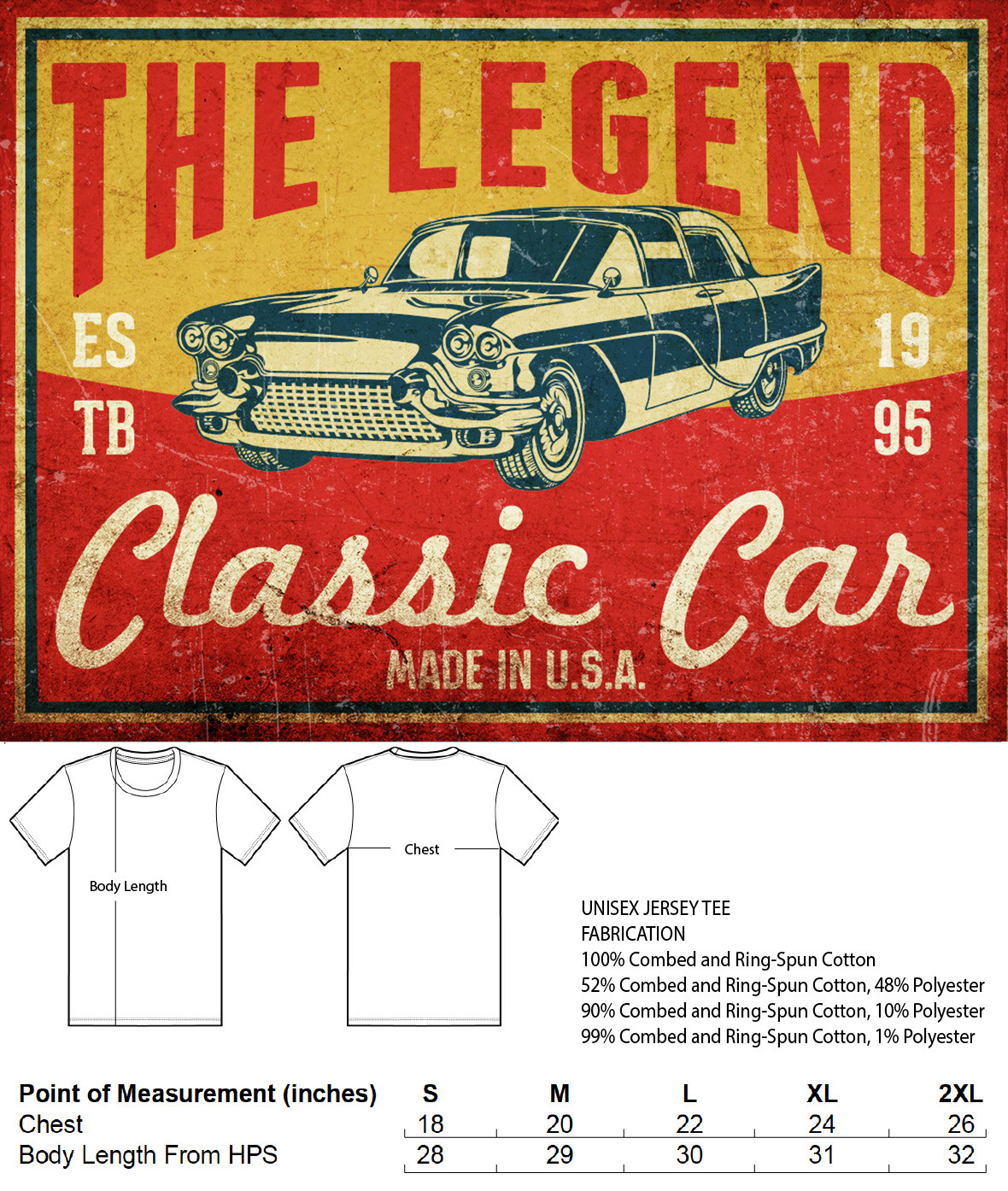 1965 Chevy Nova Men’s T-shirts Classic Car T-shirt Gift Tshirts