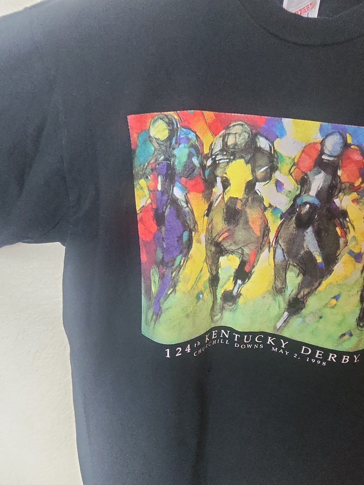 Vintage 1998 Kentucky Derby 124 Churchill Downs T Shirt Size LARGE 90s HAS HOLE