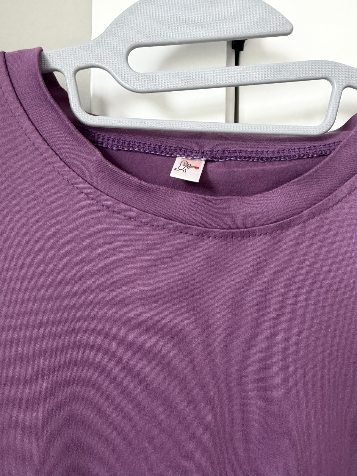 Purple Cheers Embroidered T Shirt Oversized Crew Neck Short Sleeve Pullover
