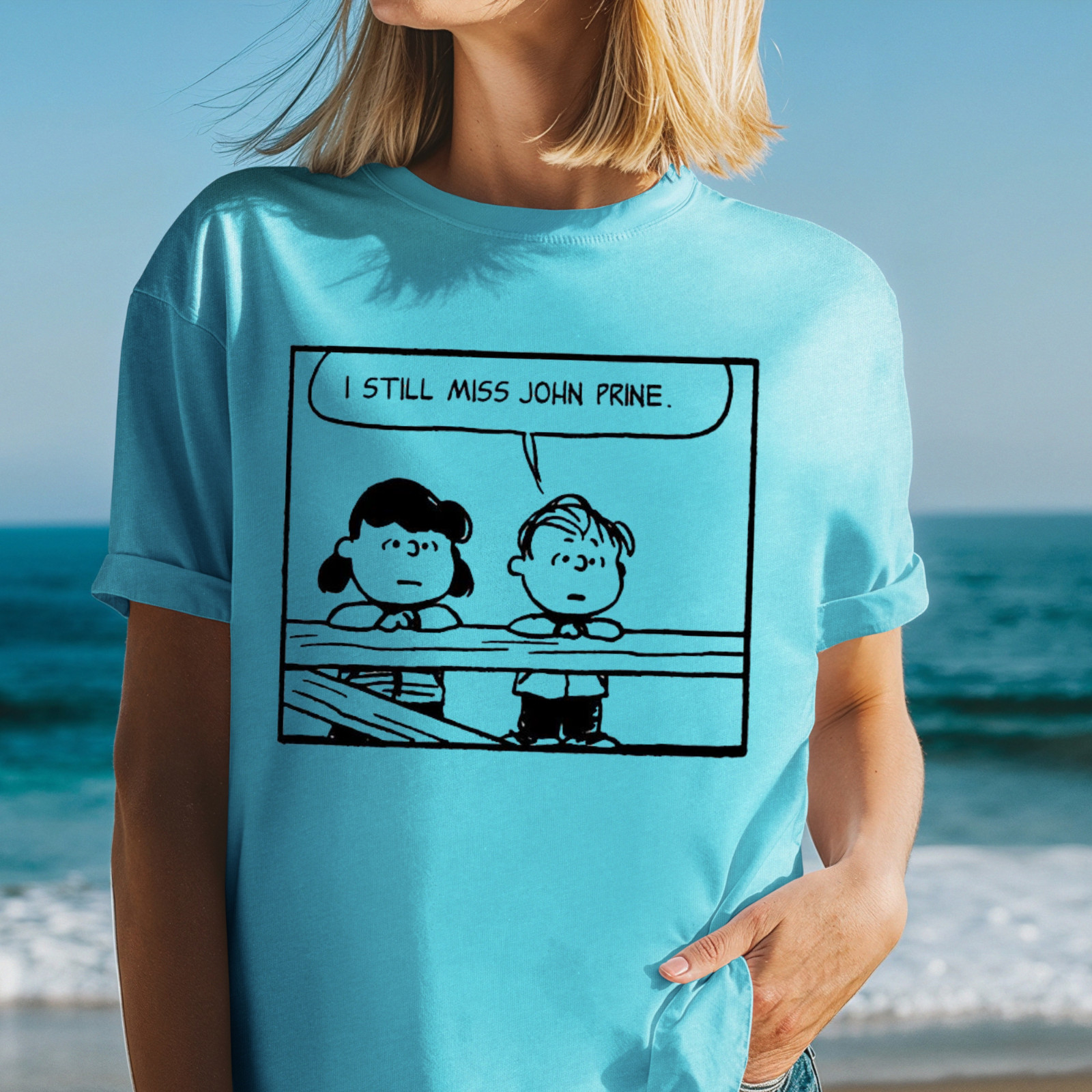 I Still Miss John Prine T-Shirt | Peanuts Style Comic Tee, Music Lover Shirt