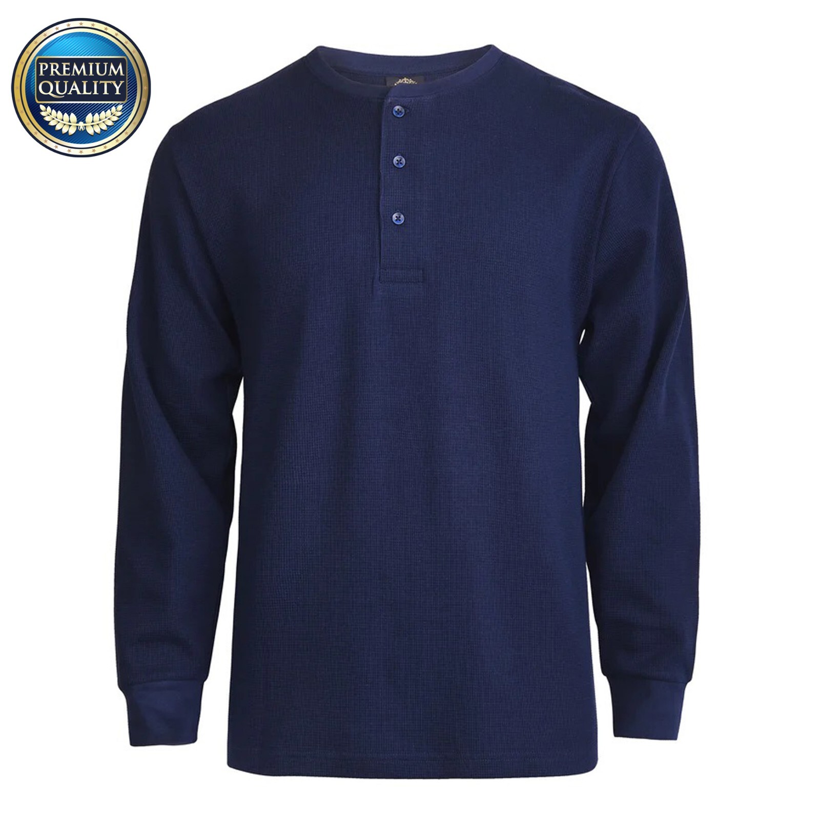 New Men Thermal Henley Shirt T-shirts Long Sleeve Cotton Pullover Three Buttons