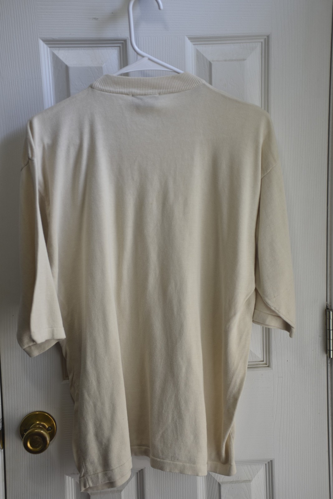 Bachrach Silk Cotton Crewneck T Shirt Cream Size L LSC138