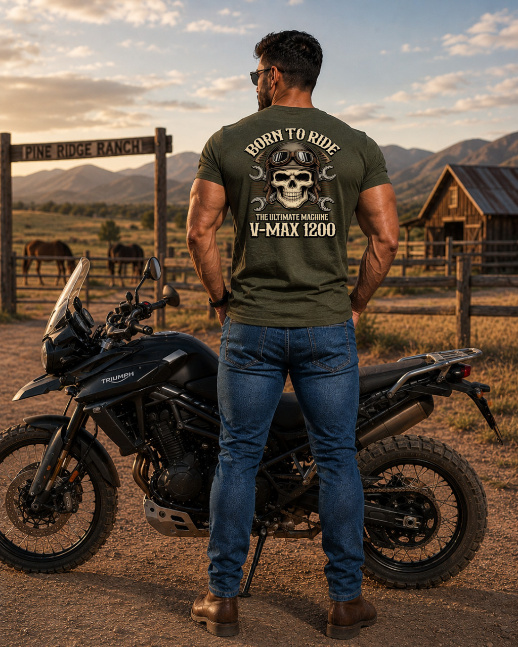 Men’s Vintage Motorcycle Graphic T-Shirt Cotton Crew Neck Biker Casual Tee
