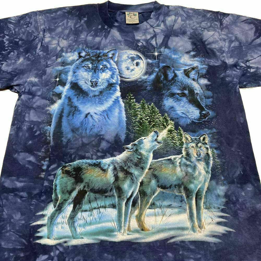 Back To Earth Nature Wear Hand Tie Dye T Shirt L Wolf Hip Hop Hunt USA Russia