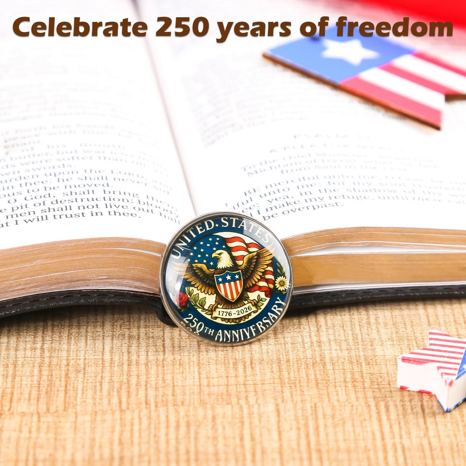 United States 250th Anniversary Lapel Pin Glass 1776–2026 Patriotic