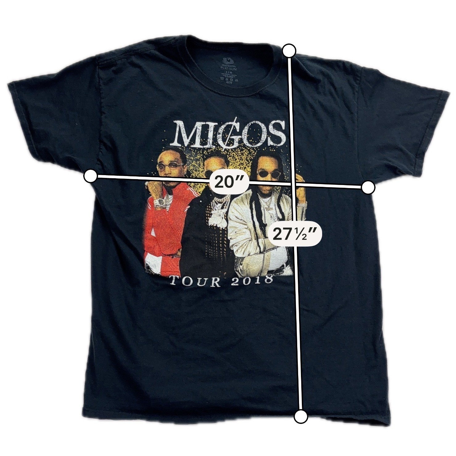 Migos Tour 2018 Rap Graphic Concert T-Shirt Large Black Mens Fruit of the Loom