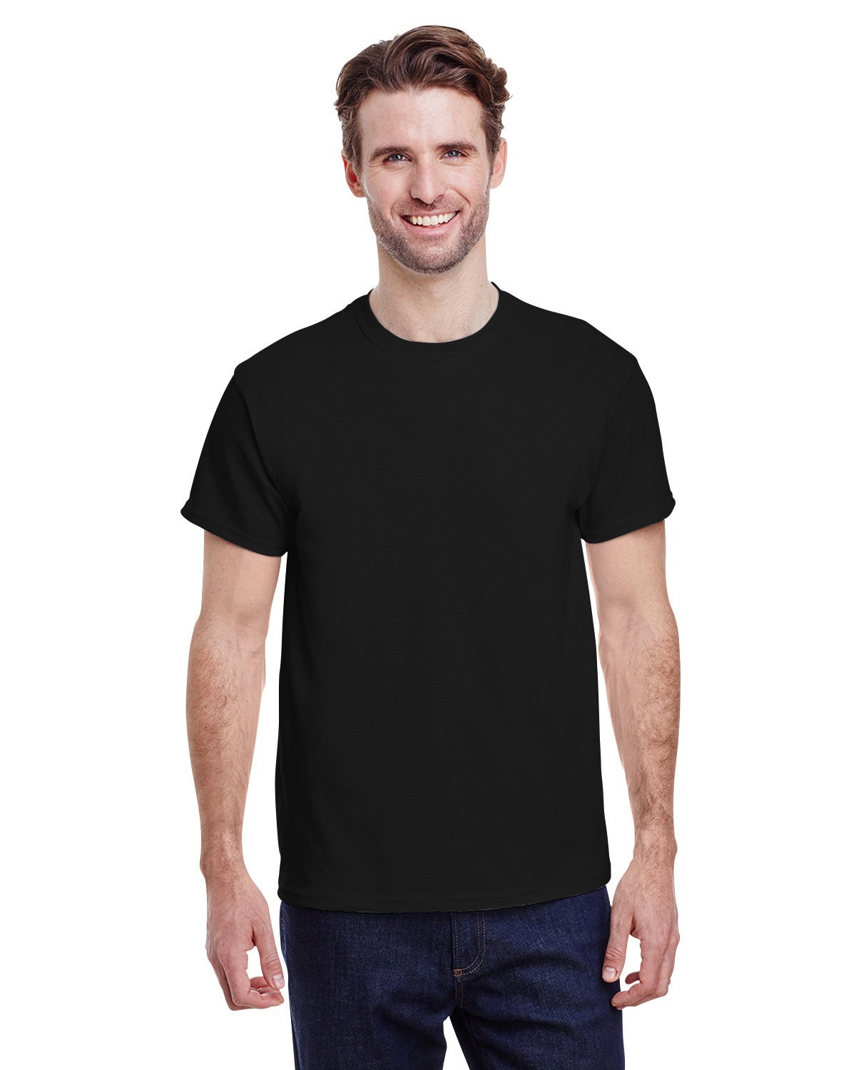 2 Pack Gildan G500 Adult Heavy Cotton Tee Plain Black Casual T-Shirt $6.99 ea