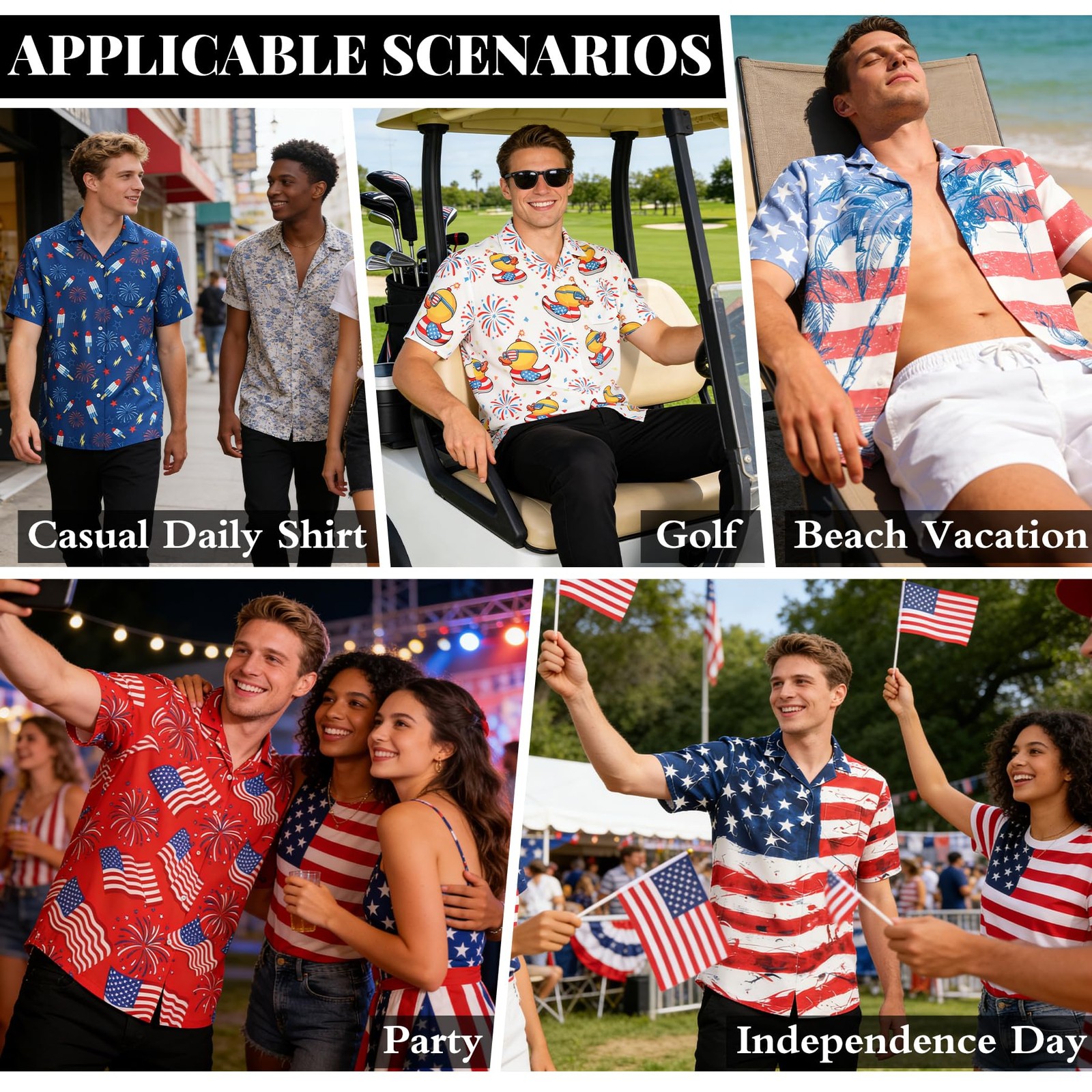 4th of July Hawaiian Shirt for Men Women, Funny American Flag Ice Cream Firew…