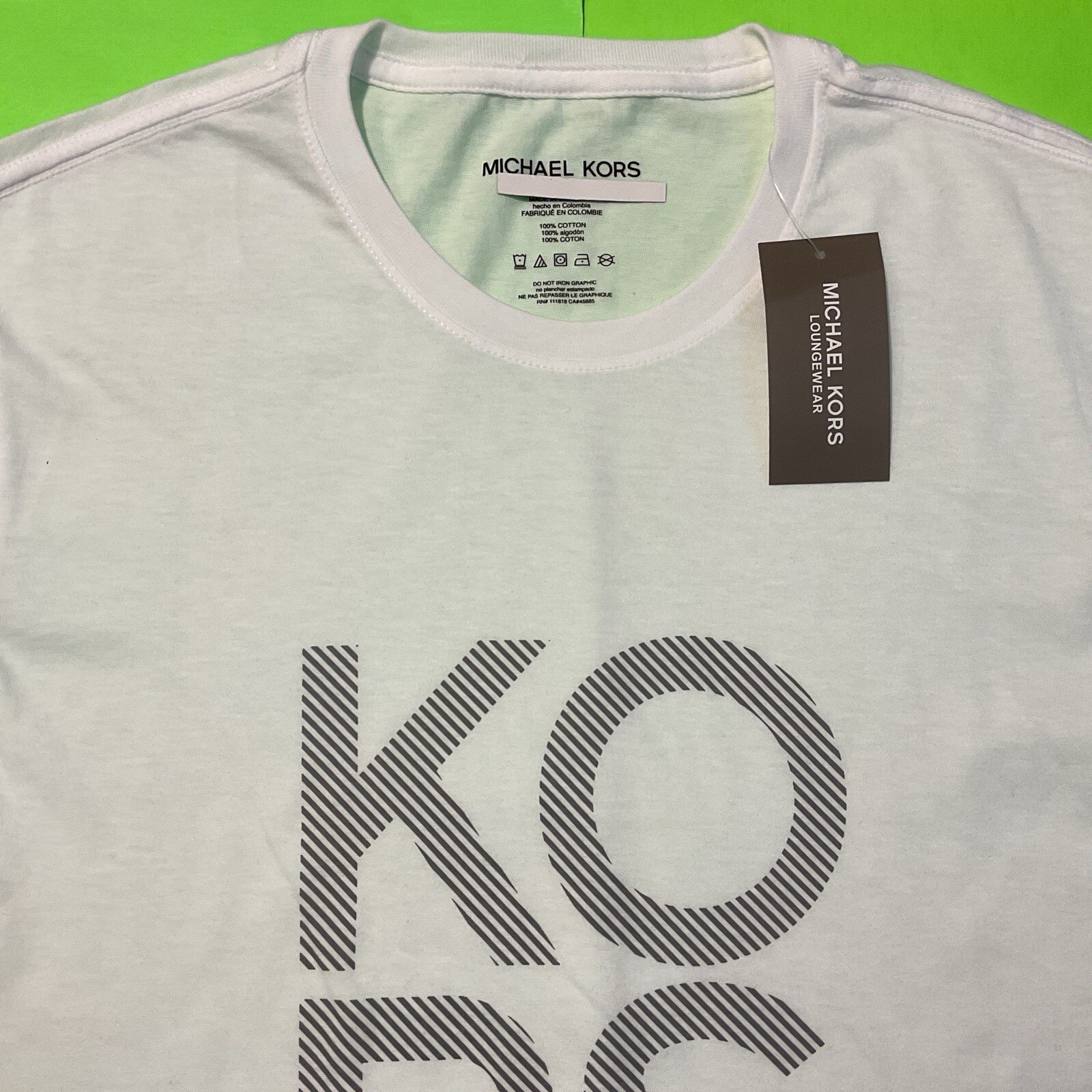 MICHAEL KORS Men’s Short Sleeve T-Shirt Size MEDIUM White w/Black NEW