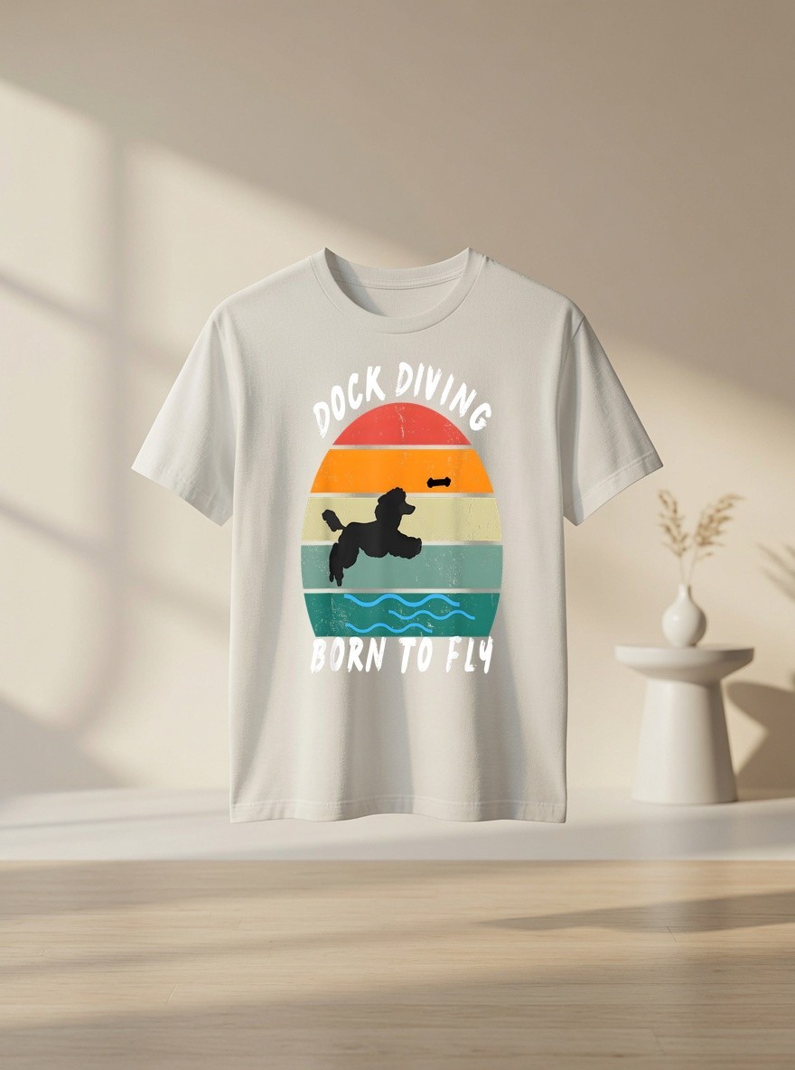 Canine Agility – Dog Sports – Dock Diving with a poodle Dog Lover Graphic Tee