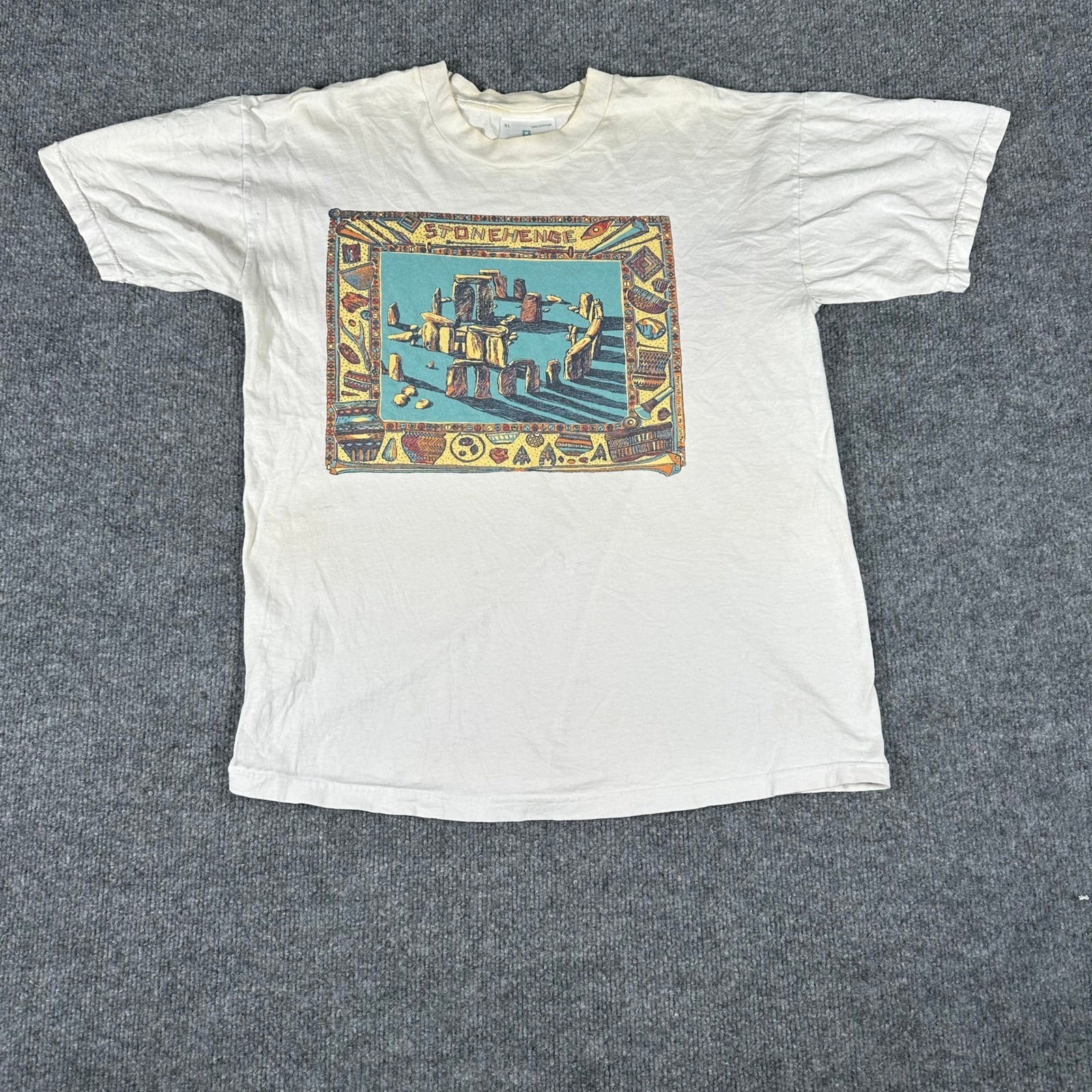 English Heritage T-Shirt Mens Size XL White Stonehenge Graphic Cotton Souvenir
