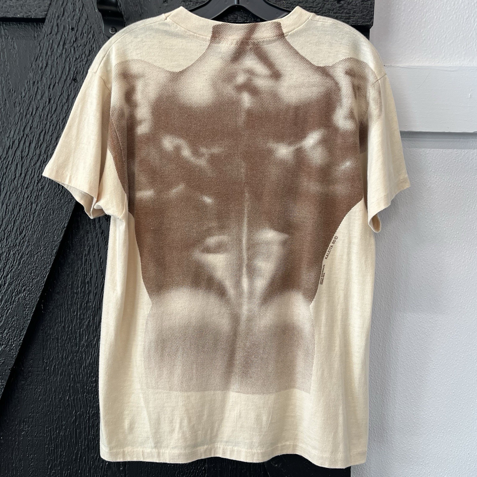 Vintage 80s Kaleita Muscle Body Builder Abs Male Anatomy Tee Shirt Size L