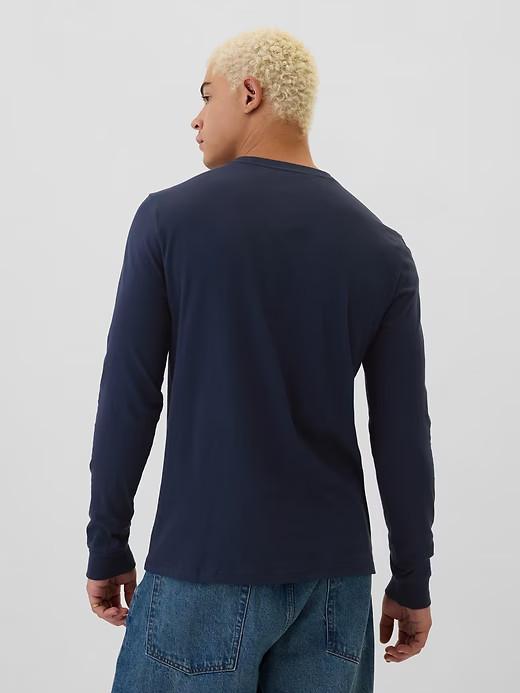 NWT GAP Everyday Soft Long-Sleeve Tee Shirt T-Shirt 100% cotton Navy Blue Men ML