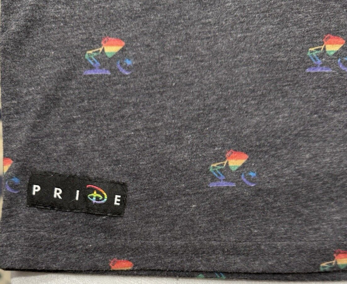 Disney Pixar Pride Collection Gray Cotton Poly Short-Sleeve Rainbow Lamp Mens L