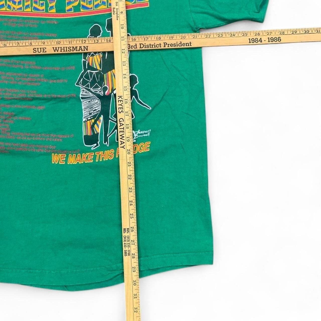 Vintage Black Family Pledge Graphic T-Shirt XL Green