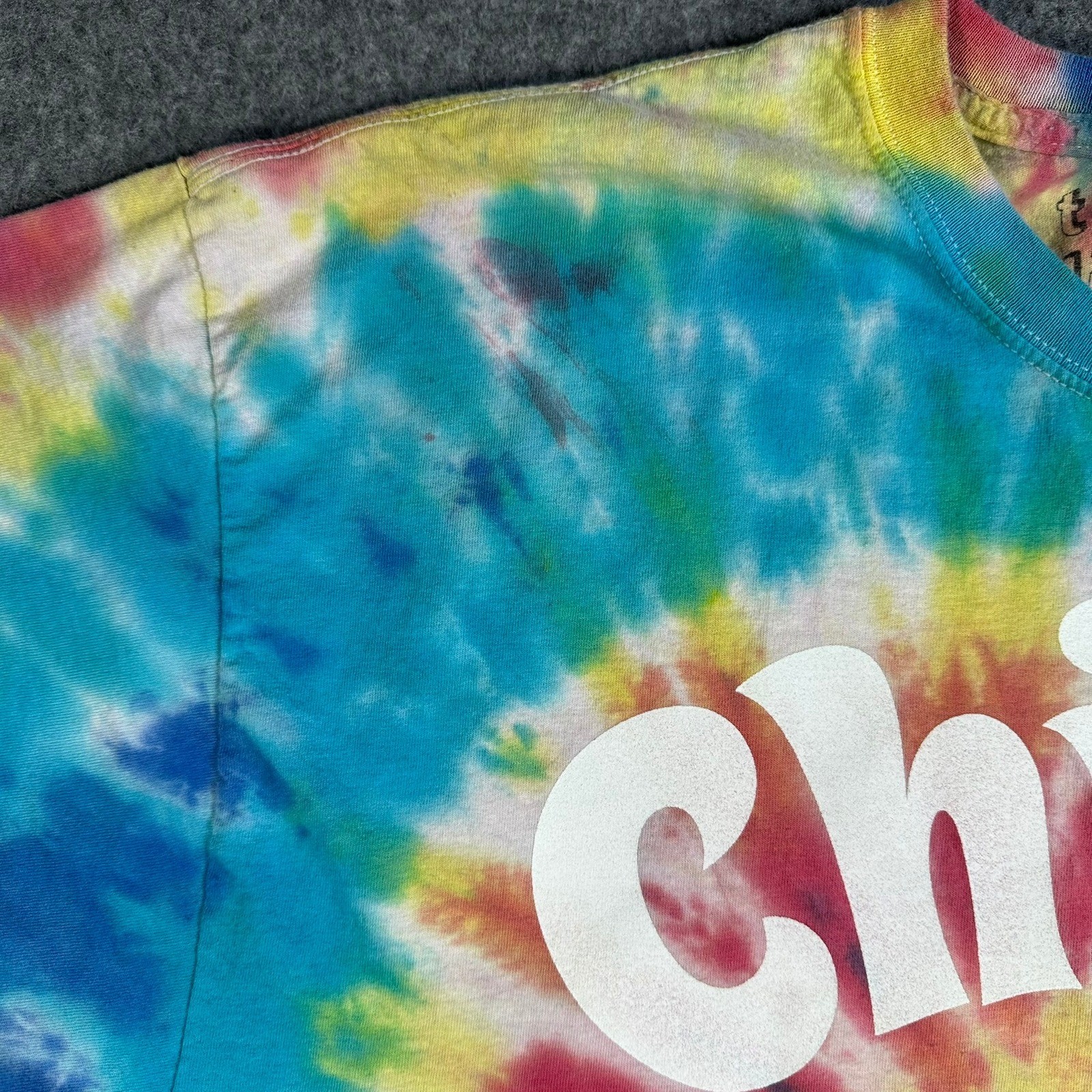 Tee Luv Mens Chillin Smiley Face Sun Tie Dye Graphic T-Shirt XL Multicolor