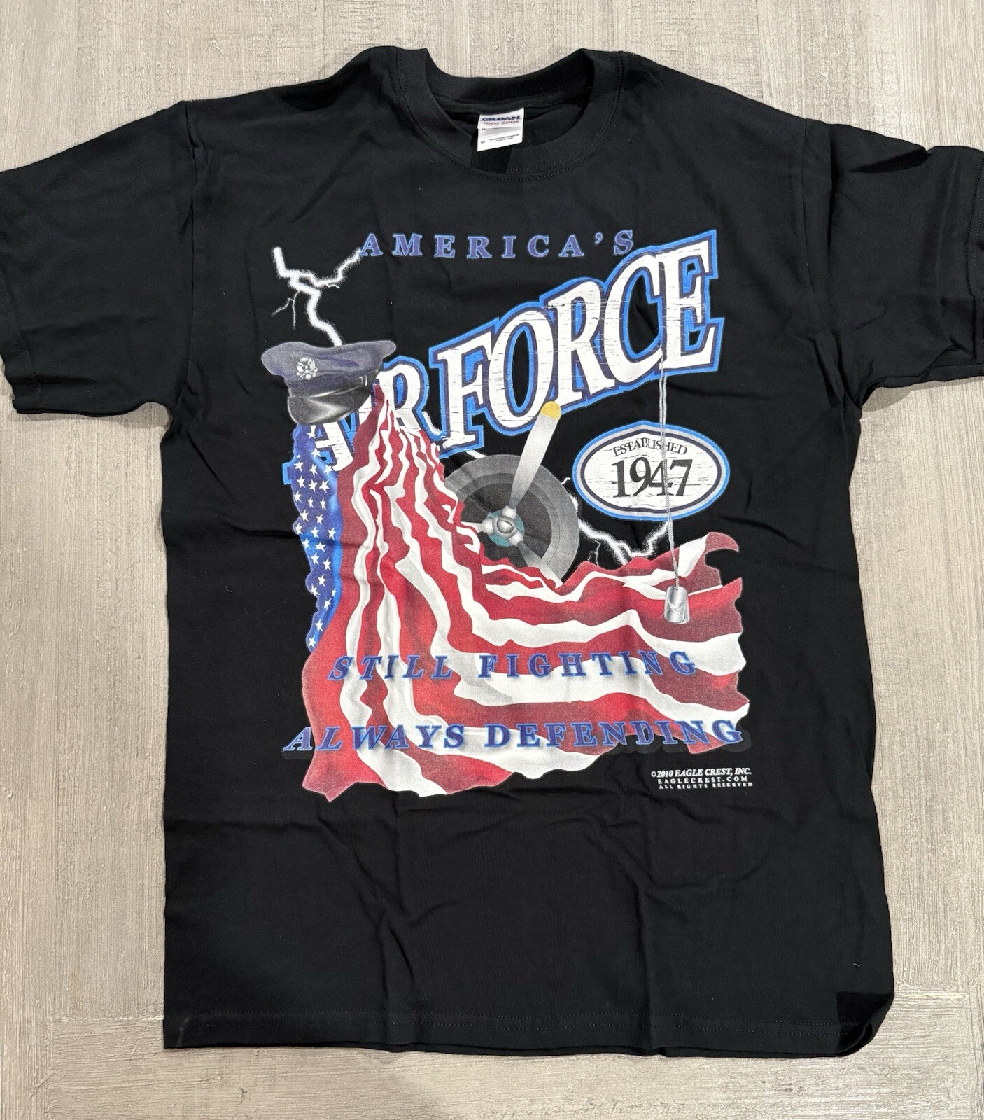 US Air Force Army Air Corps Logo USAF Black T-Shirt – Size M / MEDIUM – NEW