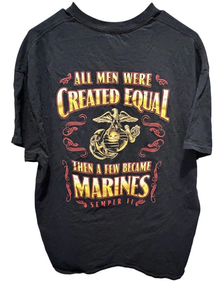 Marines Men’s T-Shirt XL Black Semper Fi Bayside True American Made USMC Logo