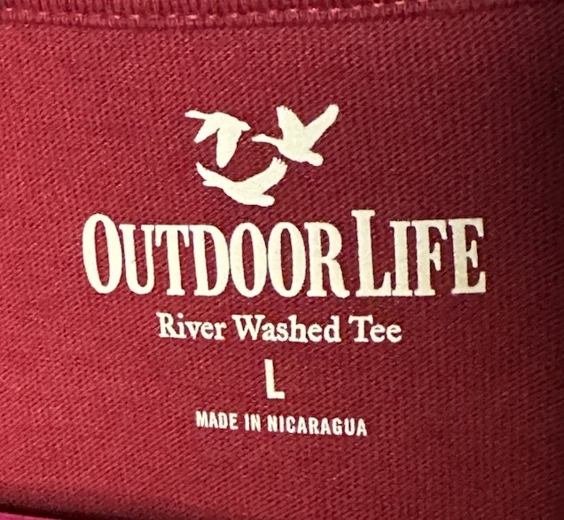Outdoor Life Front Pocket T-Shirt Mens Sz Lg BURGUNDY River Washed Tee