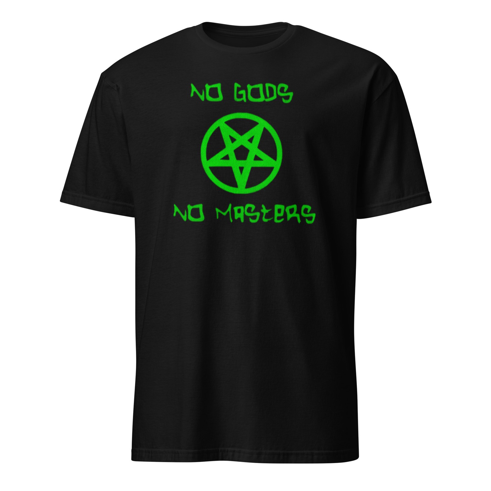 No Gods No Masters Unisex T Shirt Punk Rock/Heavy Metal Green Pentagram Design