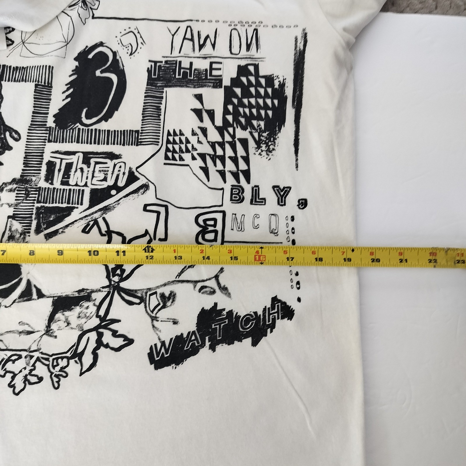 McQ Alexander McQueen Mens Abstract Graphic Print T-Shirt White Cream Large