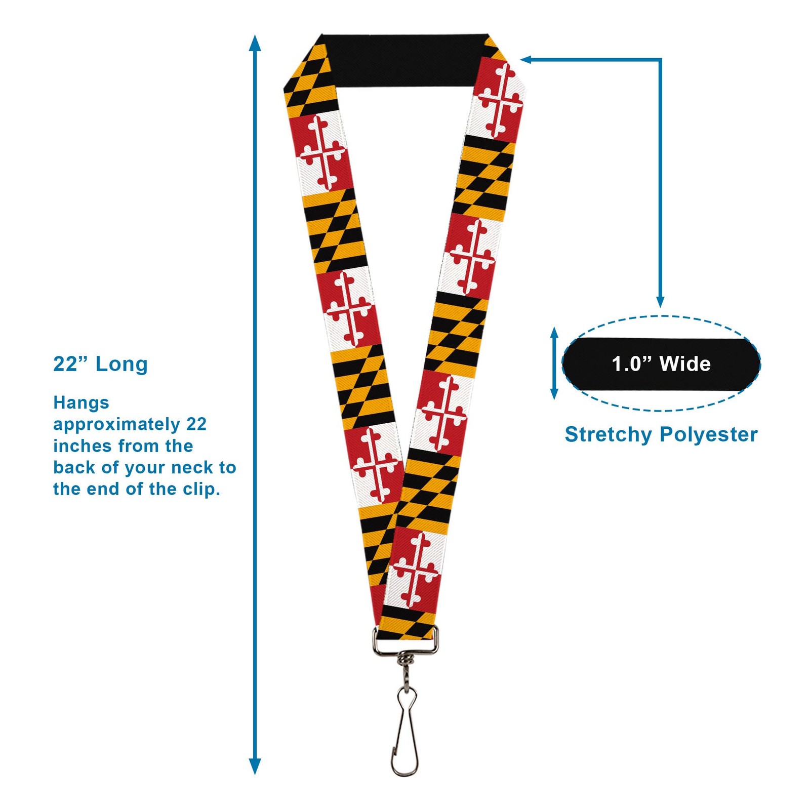 1.0 Inch Lanyard Maryland Flags Accessory ID Badge Holder Keychain Strap