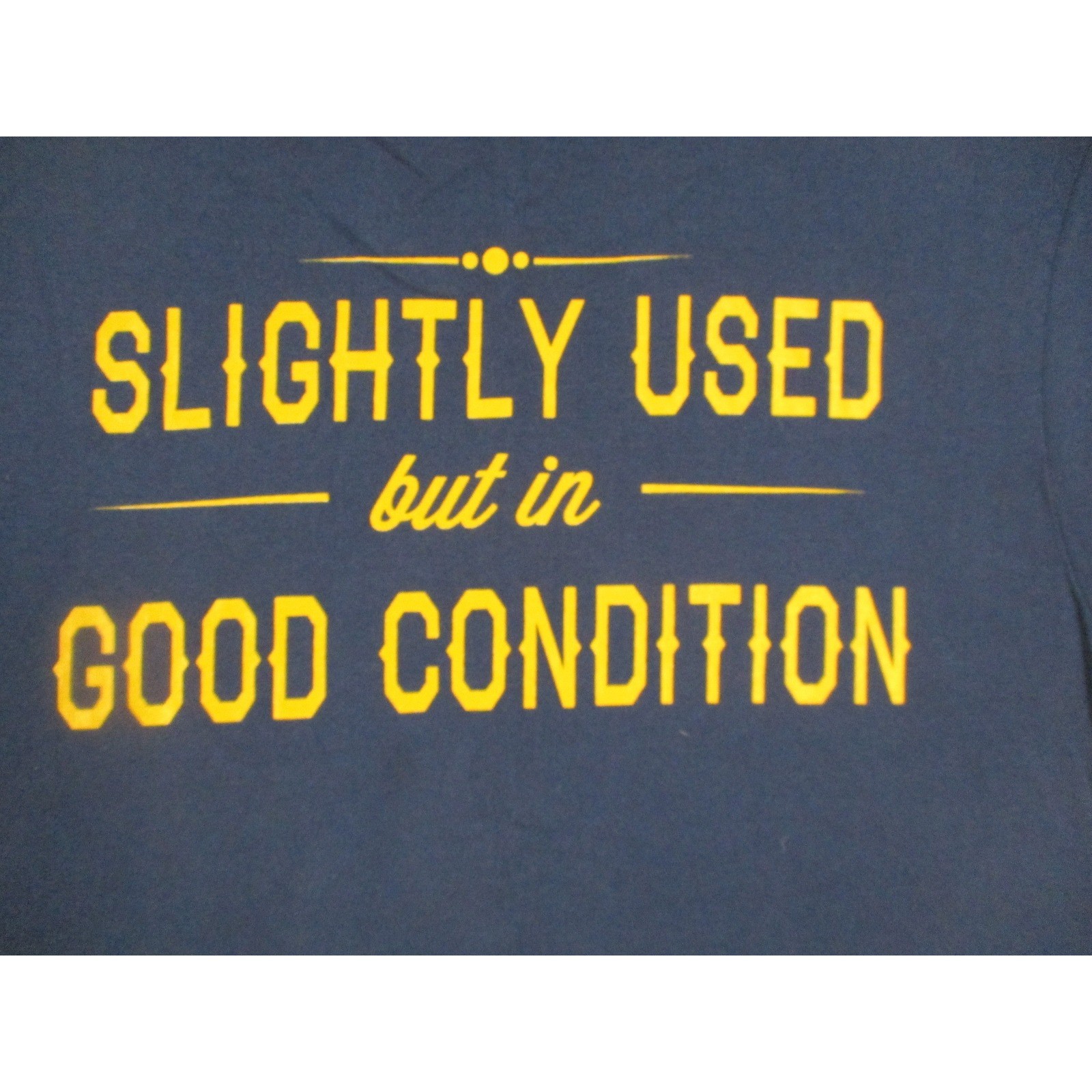 Gildan Mens Navy Blue Graphic Tee Slightly Used Good Condition Novelty T-Shirt L