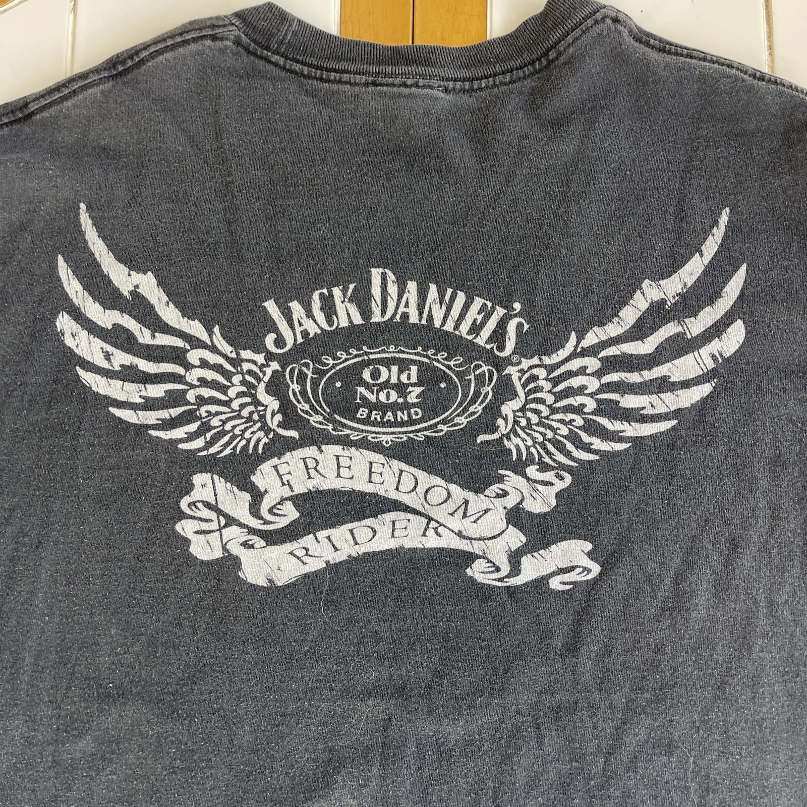 Vintage Jack Daniels T Shirt XL Freedom Rider Biker Old No 7 Brand Whiskey Promo