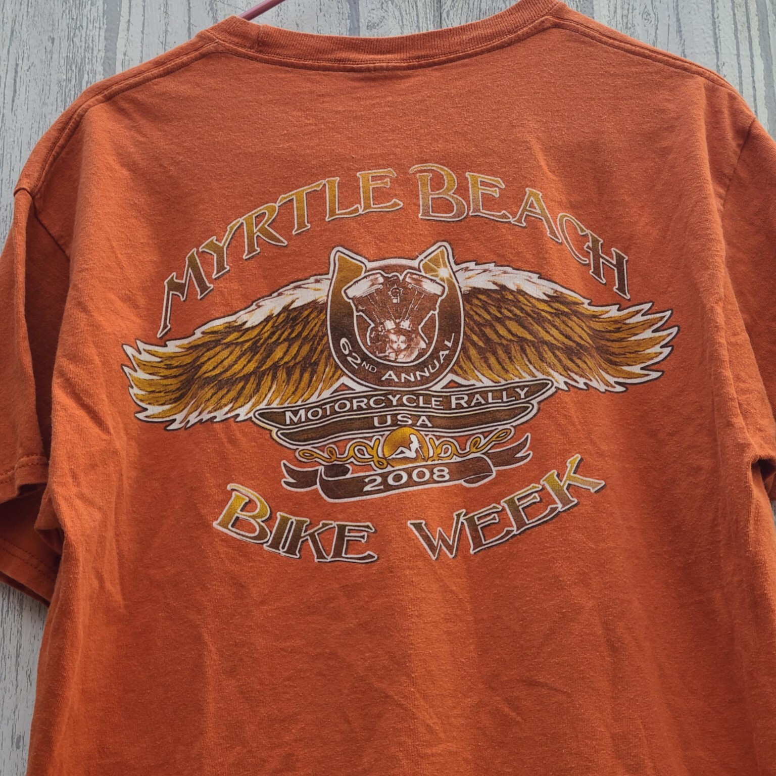 Bike Week Large T-Shirt 2008 Myrtle Beach Rally 62nd Motorcycle Eagle Wings