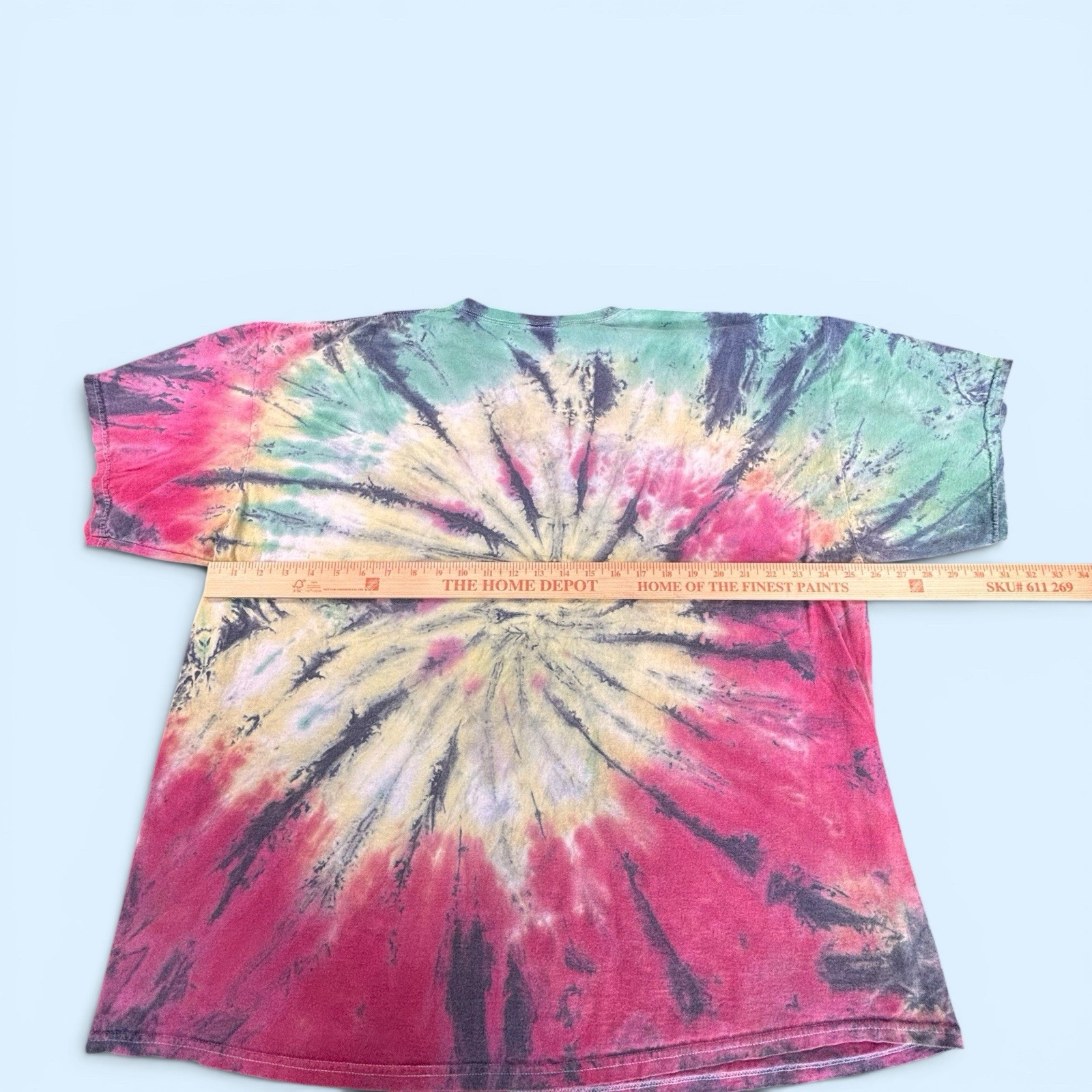 DOM Peace Sign Embroidered Tie Dye T-Shirt Men XL Multi Color Spiral Graphic Tee