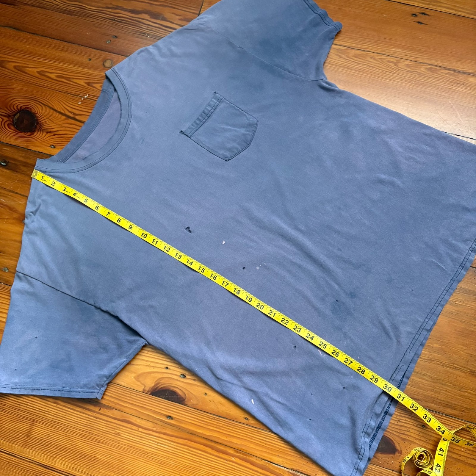 Vintage Gradient Sun Faded Pocket T-Shirt Men’s Size XL Blue WIP Work Worn