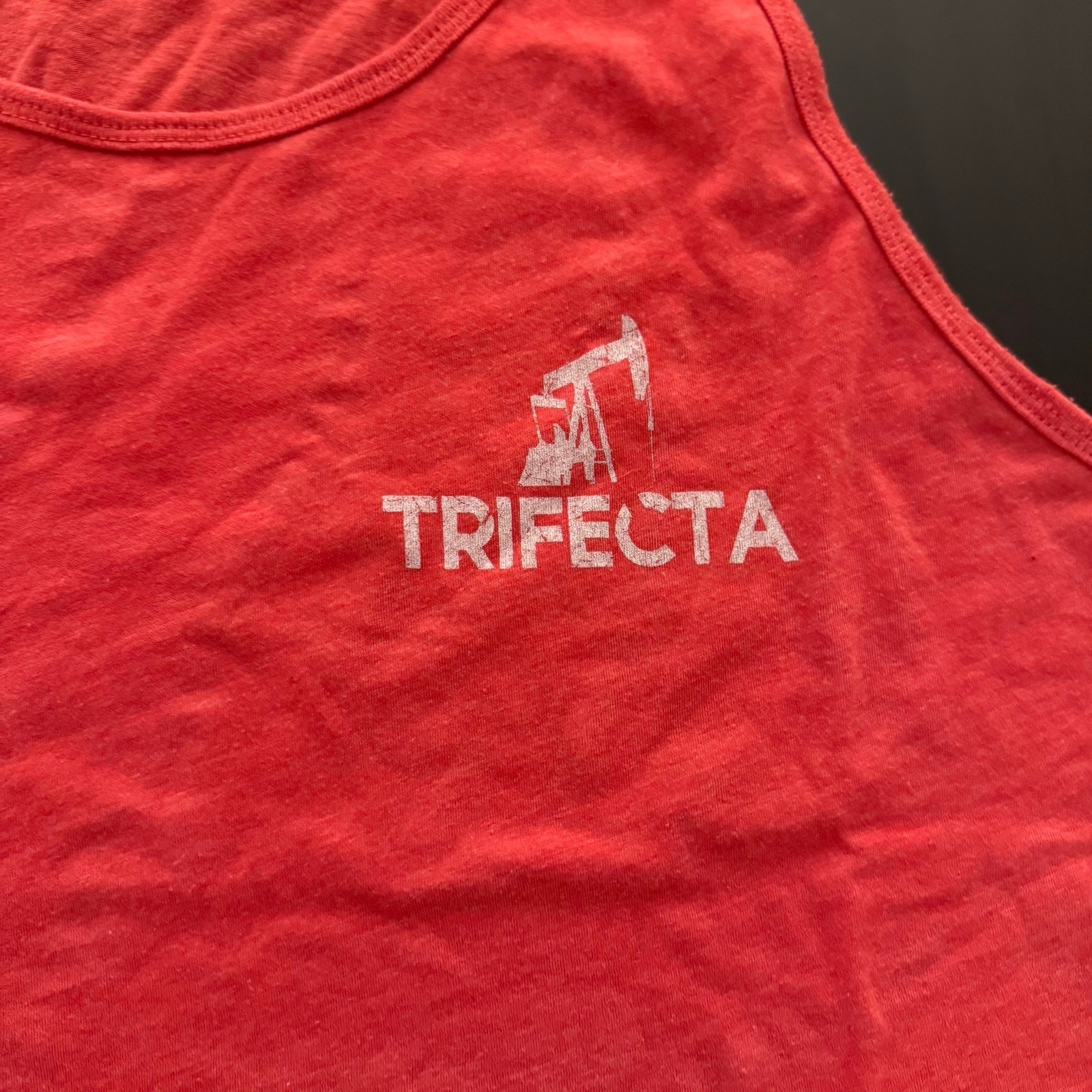 Bella + Canvas Triblend Trifecta Oil Derrick Graphic Tank Top Heather Red Large
