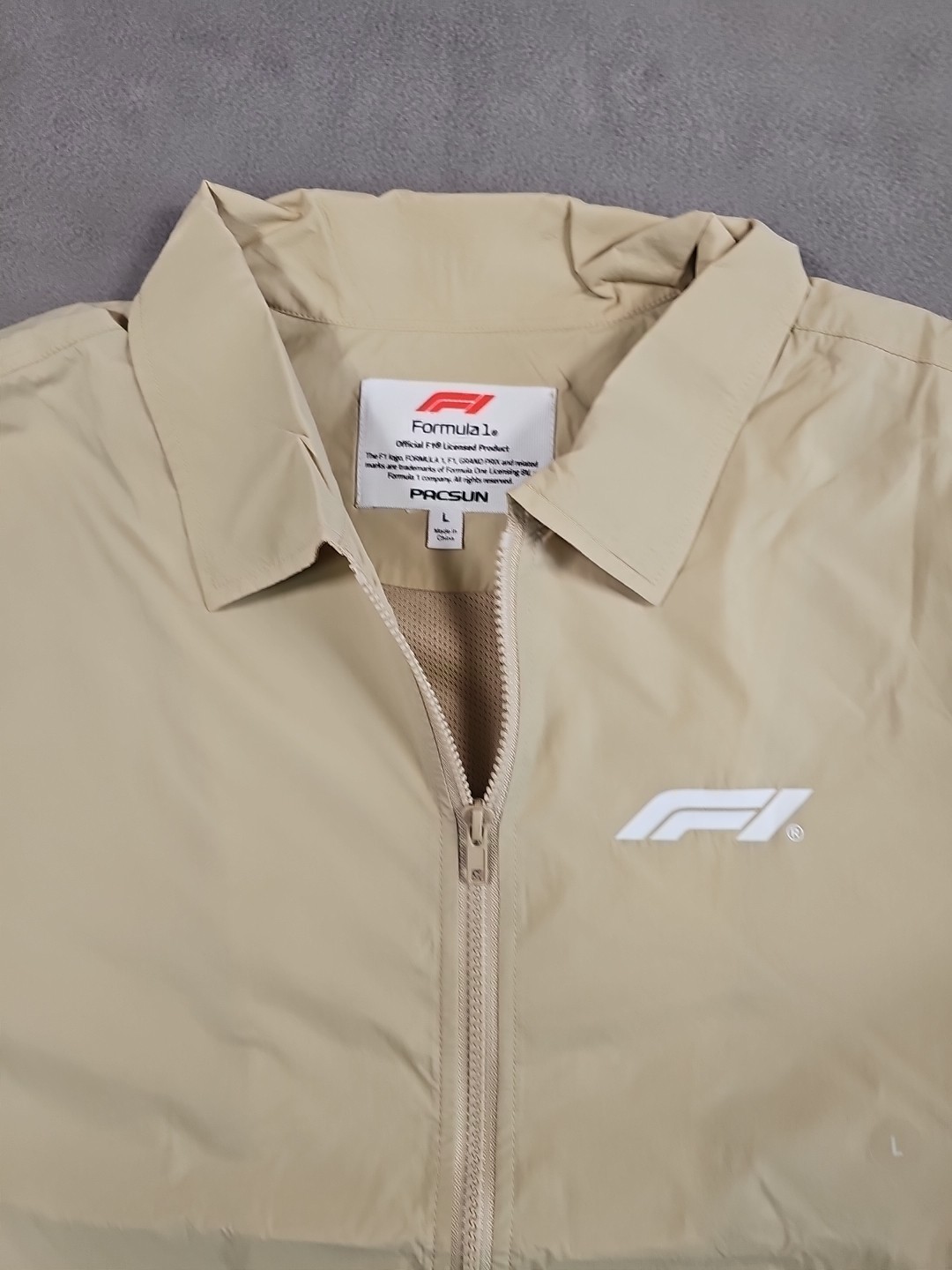 Formula 1 x PacSun Eco Team Zip Up Shirt Tan Size Large SOLD OUT